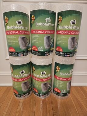 Duck Brand Bubble Wrap Original Cushion, 12 Inches Wide x 30-Feet L, 6 Rolls